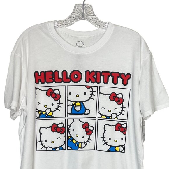 Hello Kitty Graphic Tee Tshirt Womens Medium White New Cartoon Panels - Picture 4 of 8